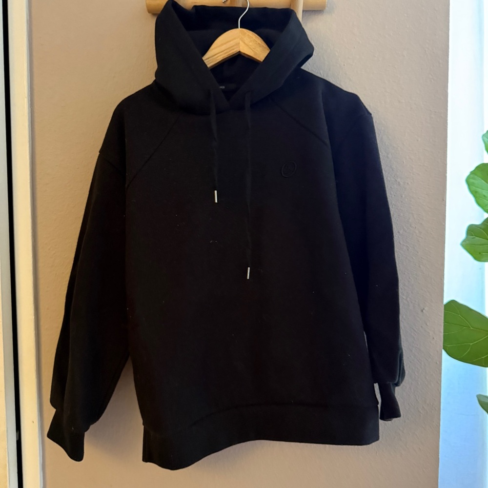 J KOO Black Embroidered Hoodie